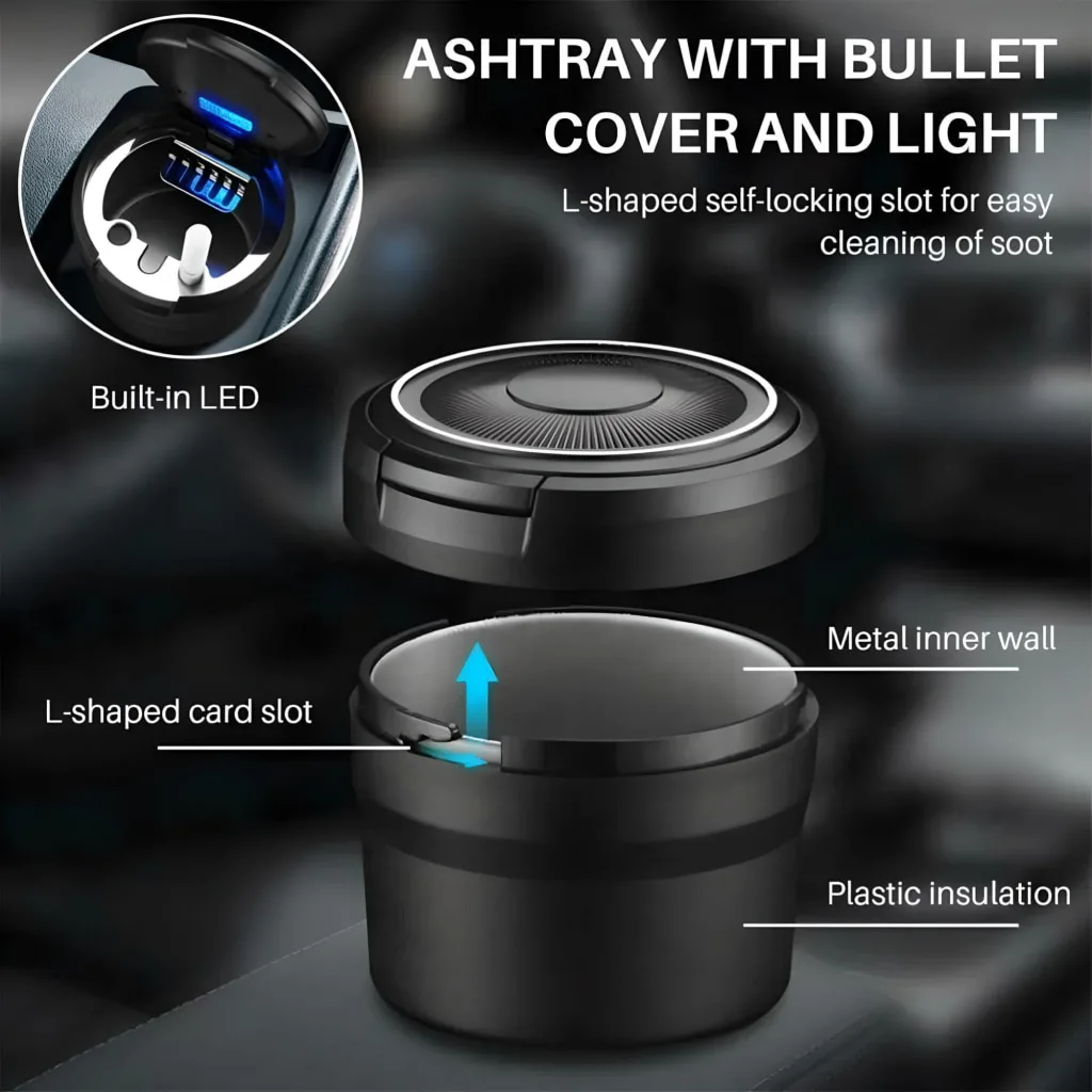 Portable LED-Lit Pop-up Car Ashtray Special Deals 