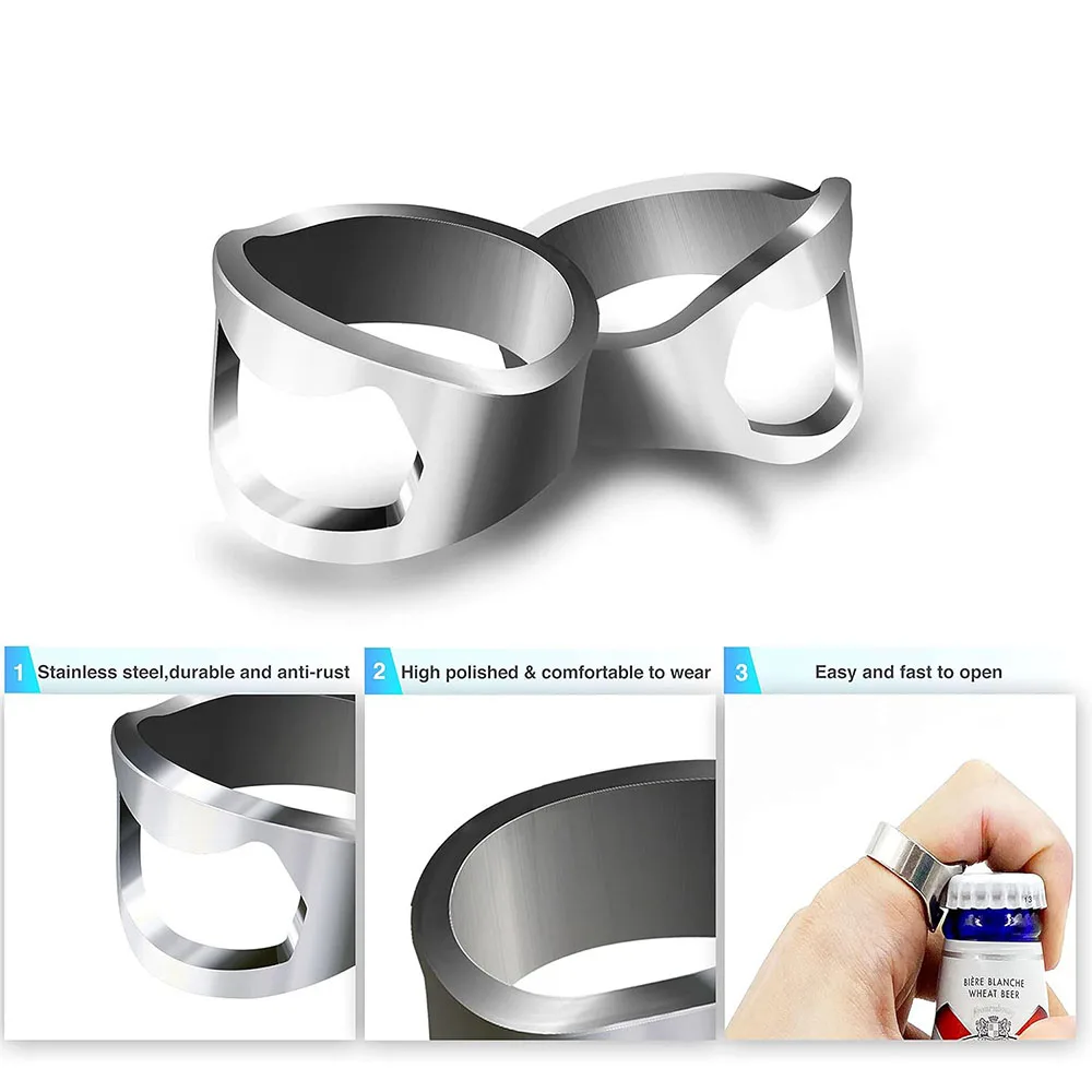 Stainless Steel Punk Ring Bottle Opener - Party Essential, Fashionable Beer Accessory Special Deals 