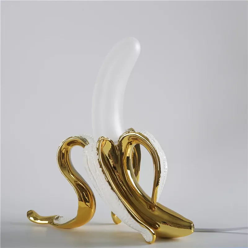 Artistic gold and white banana sculpture