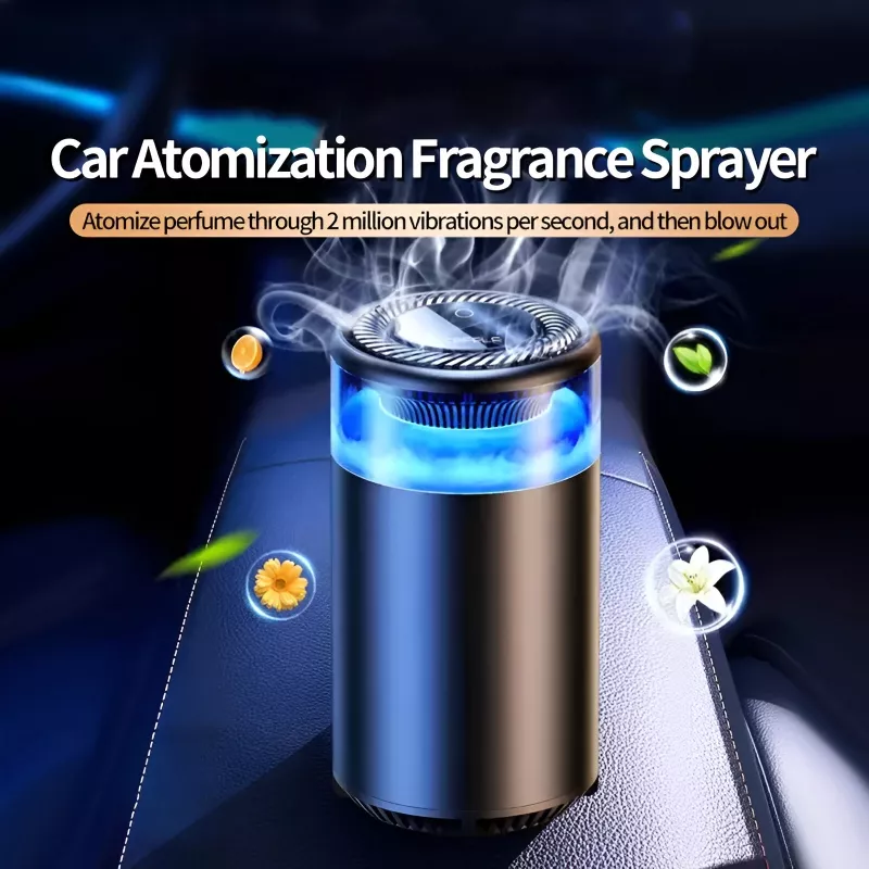 Car fragrance sprayer releasing aromatic mist