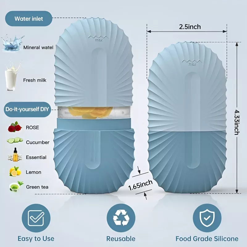 Silicone ice mold for DIY flavored ice cubes.