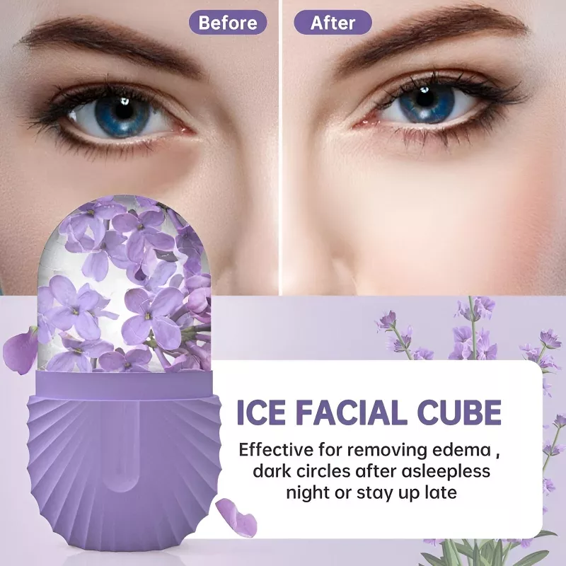 Ice facial cube reduces dark circles and puffiness.