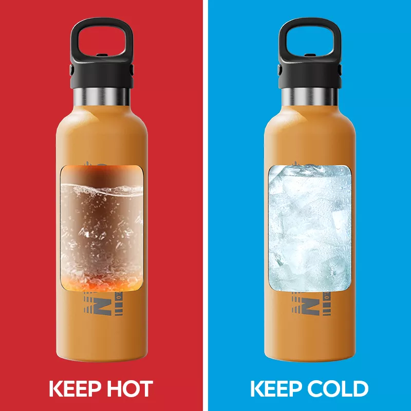 Insulated bottle keeps drinks hot and cold