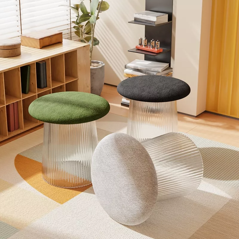 Modern stools in sunlit living room