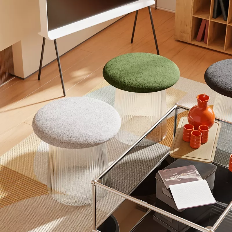 Modern stools and table with decor items